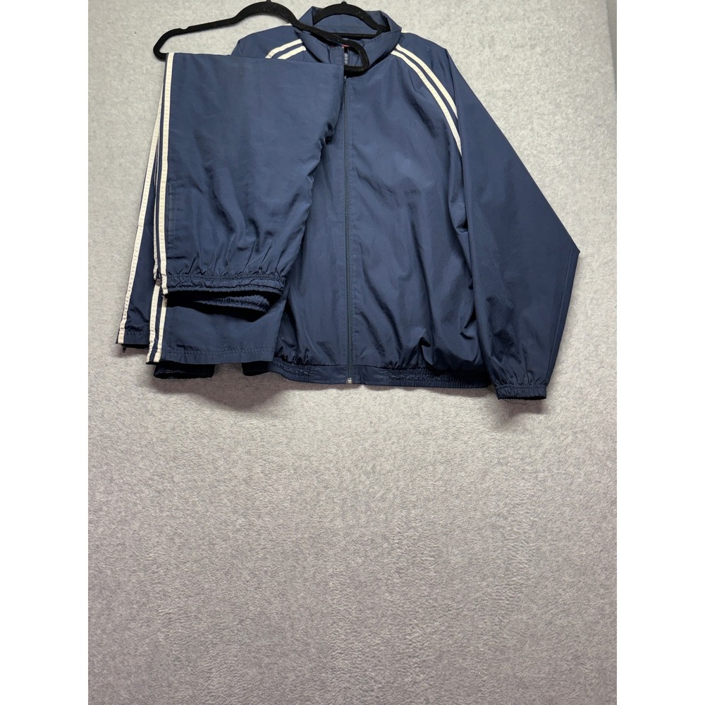 On Line Mens Tracksuit Navy Blue White Stripe Windbreaker Jacket Pants Set XL